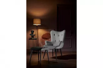 Roma Armchair + Pouff Gray