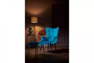 Roma Armchair + Pouff Blue