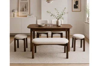 Vina Luxe MDF Kitchen Table Set - Walnut