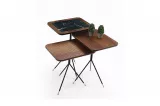 Diamond Nesting Table Walnut Black