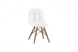 Prizma White Chair with Checked and Button