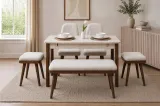 Vina Kitchen Table Set - Travertine Walnut