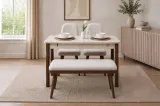 Vina Kitchen Table Set - Travertine Walnut