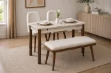 Vina Kitchen Table Set - Travertine Walnut