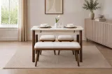 Vina Kitchen Table Set - Travertine Walnut