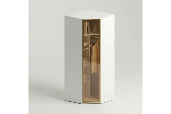 Dora 1-Door Corner Wardrobe with Glass Doors - GD 13